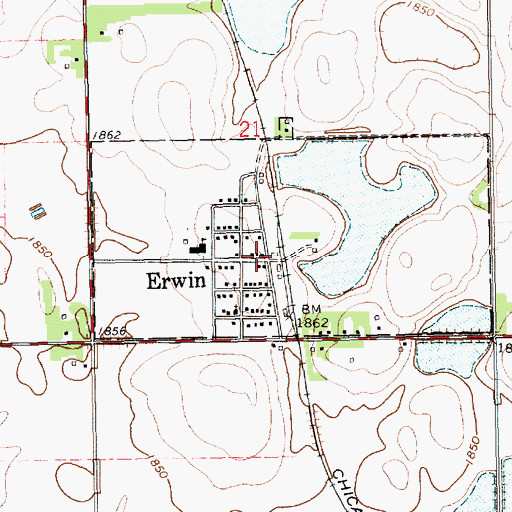 Topographic Map of Erwin Public Library, SD