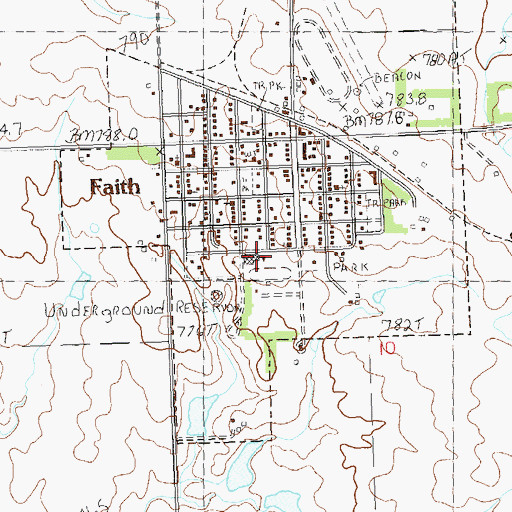 Topographic Map of Faith Public/School Library, SD