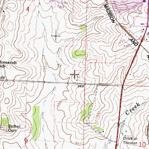 Topographic Map of Miller Farms, WI