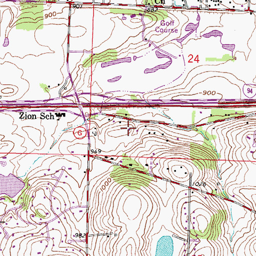 Topographic Map of Faith Springs Presbyterian Church, WI