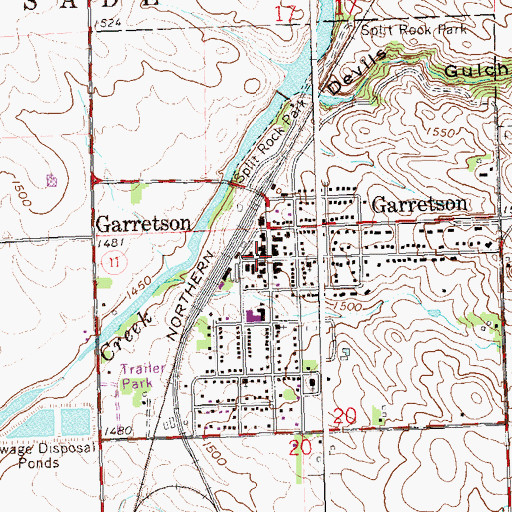 Topographic Map of Garretson Branch Library, SD