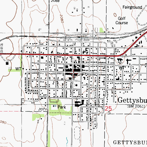 Topographic Map of Potter County Free Public Library, SD