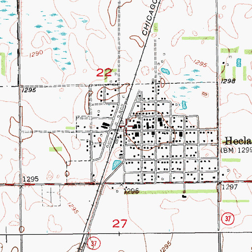 Topographic Map of Hecla Public Library, SD