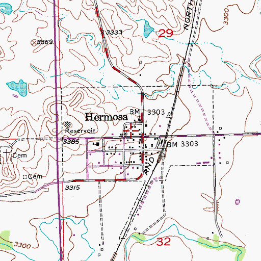 Topographic Map of Hermosa Branch Library, SD