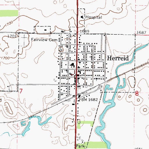 Topographic Map of Herreid City Library, SD