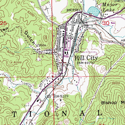 Topographic Map of Hill City Community Library, SD