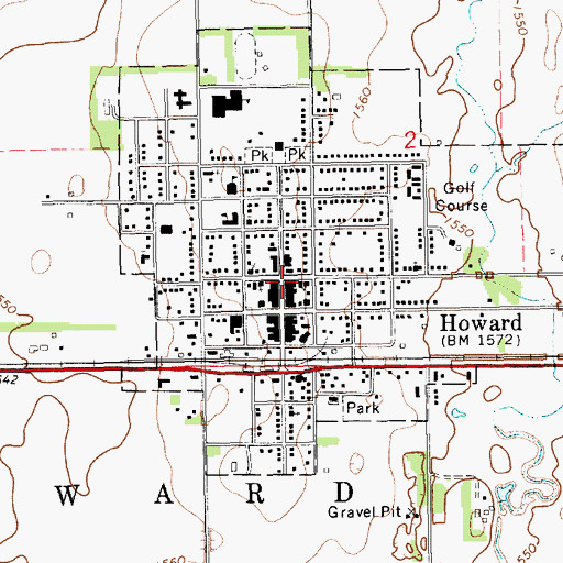 Topographic Map of Howard Public Library, SD