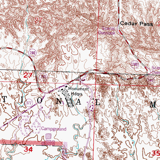 Topographic Map of Badlands National Park Library, SD