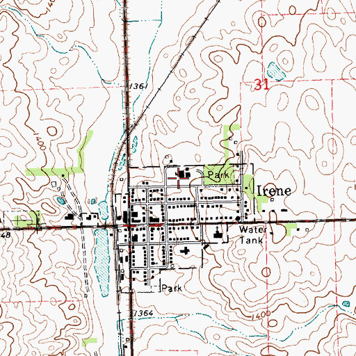 Topographic Map of Irene School/Community Library, SD