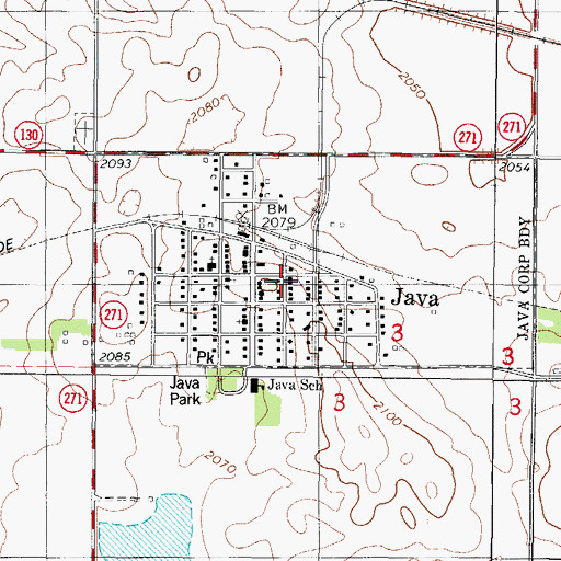 Topographic Map of Java Public Library, SD