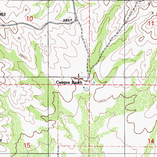 Topographic Map of Campos Ranch, AZ