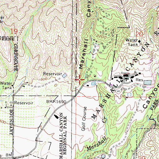 Topographic Map of Marshall Canyon, CA