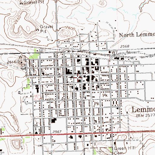 Topographic Map of Lemmon Public Library, SD