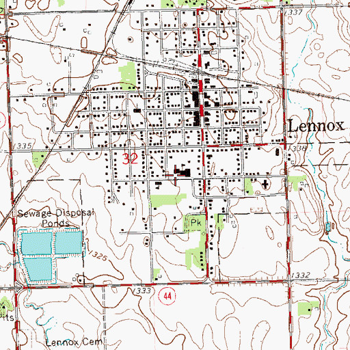 Topographic Map of Lennox Community Library, SD