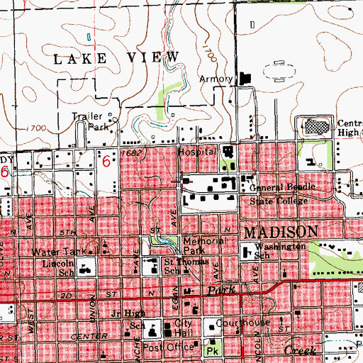 Topographic Map of Karl E Mundt Library, SD