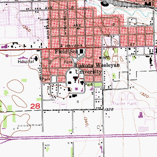Topographic Map of McGovern Library, SD