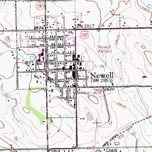 Topographic Map of Newell Public Library, SD