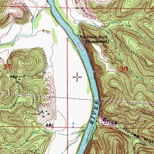 Topographic Map of Brick House Cemetery, MO
