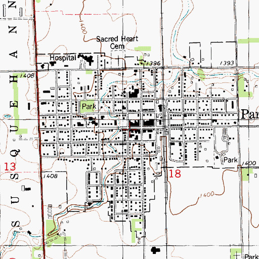Topographic Map of Parkston Public Library, SD