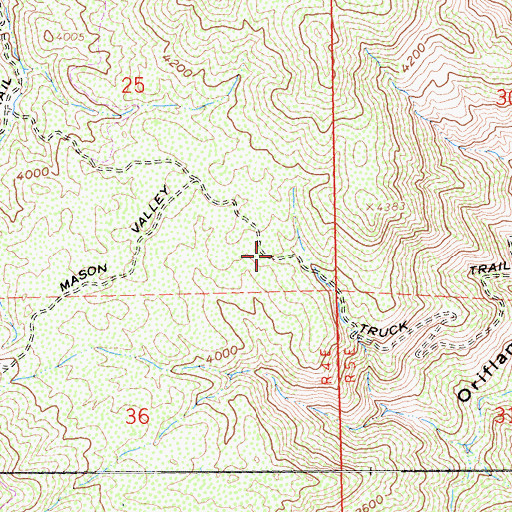 Topographic Map of Mason Valley Truck Trail, CA