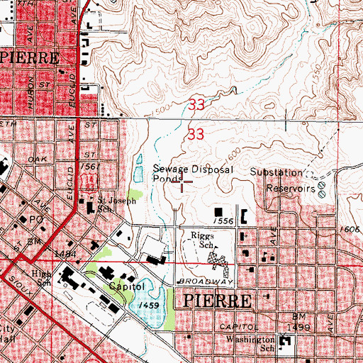 Topographic Map of South Dakota State Library, SD