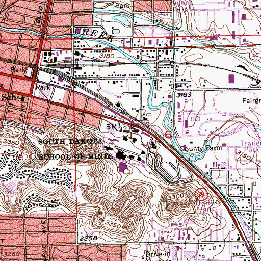 Topographic Map of Devereaux Library, SD