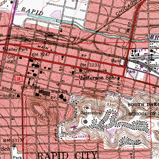Topographic Map of Thomas Jefferson Library, SD