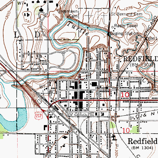 Topographic Map of Redfield Carnegie Library, SD