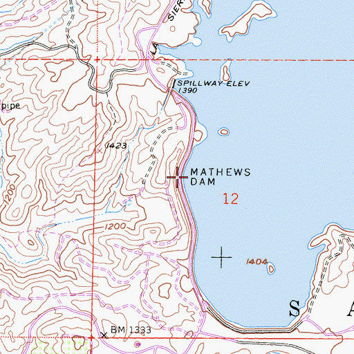 Topographic Map of Mathews Dam, CA