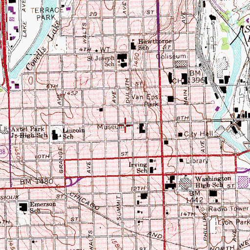 Topographic Map of Pettigrew Museum Library, SD