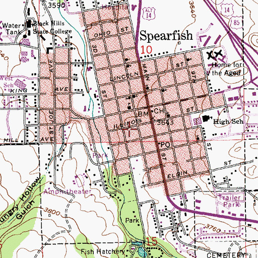 Topographic Map of Grace Balloch Memorial Library, SD