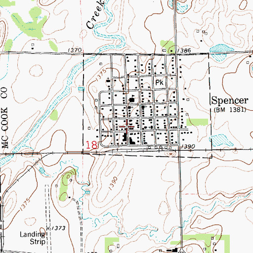 Topographic Map of Hanson-McCook Regional Library, SD