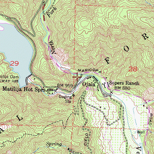 Topographic Map of Matilija Creek, CA