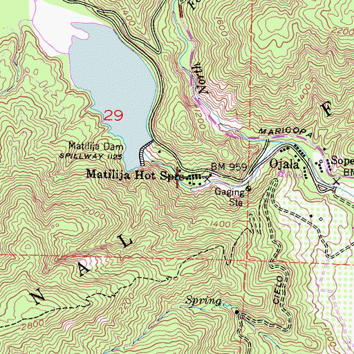 Topographic Map of Matilija Springs, CA