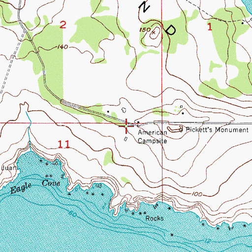 Topographic Map of American Campsite, WA