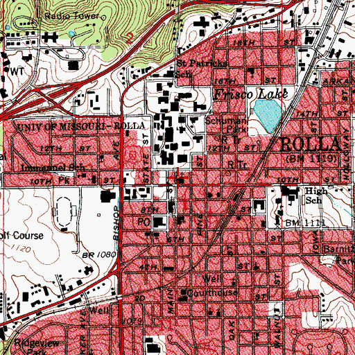 Topographic Map of Christ Episcopal Church Columbarium, MO