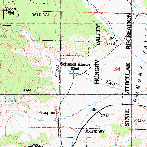 Topographic Map of Maxy Canyon, CA