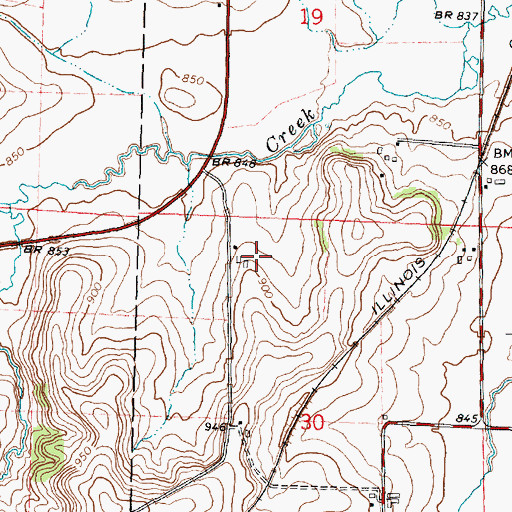Topographic Map of Roe Farms, WI