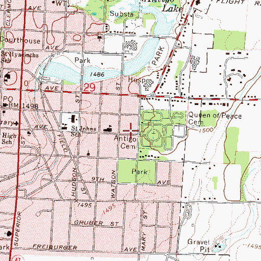 Topographic Map of Frisch Greenhouses, WI
