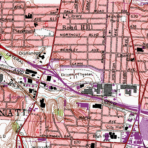 Topographic Map of Twin Drive-In (historical), OH