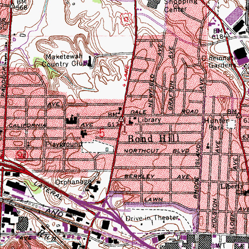 Topographic Map of Bond Theatre (historical), OH