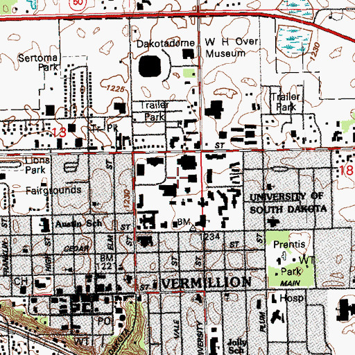 Topographic Map of I D Weeks Library, SD