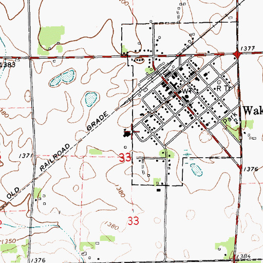 Topographic Map of Wakonda Public Library, SD