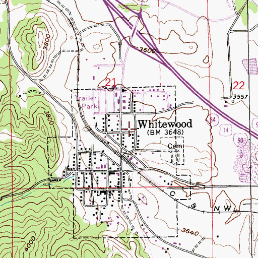 Topographic Map of Whitewood Public Library, SD