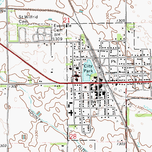 Topographic Map of Woonsocket School/Community Library, SD