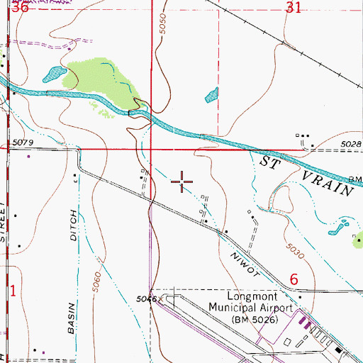 Topographic Map of Northwest Mutual Ditch, CO