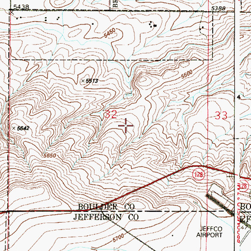 Topographic Map of Omni Interlocken Resort Golf Club, CO