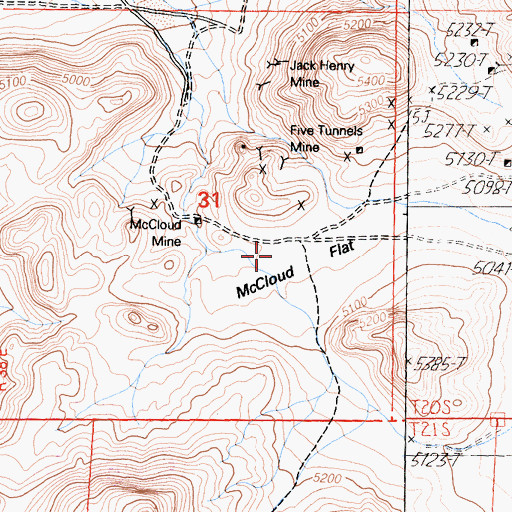 Topographic Map of McCloud Mine, CA