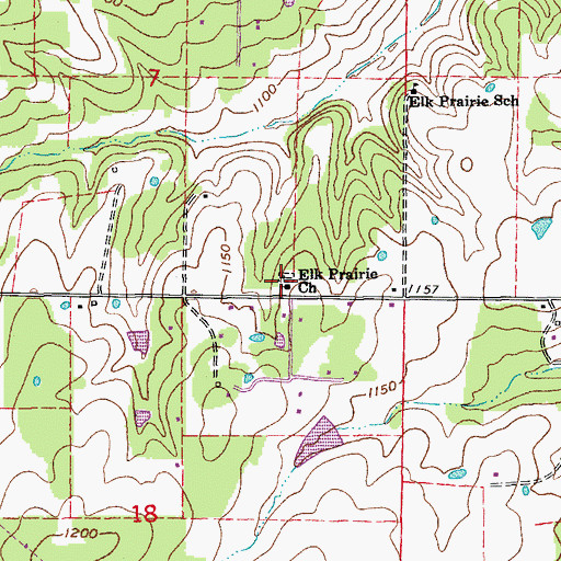 Topographic Map of Elk Prairie Cemetery, MO
