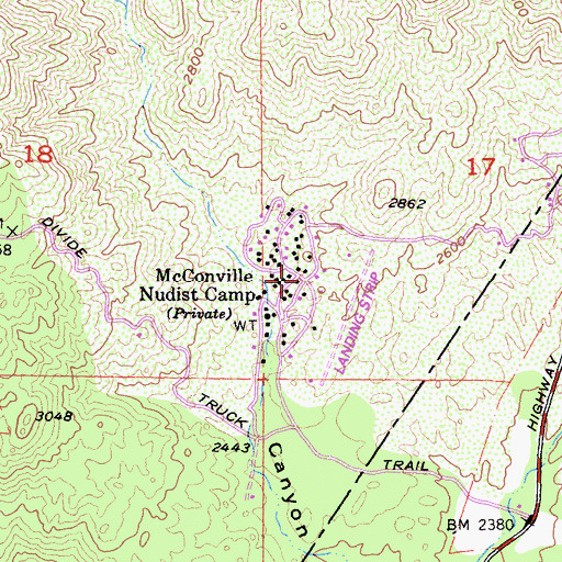 Topographic Map of McConville Nudist Camp, CA